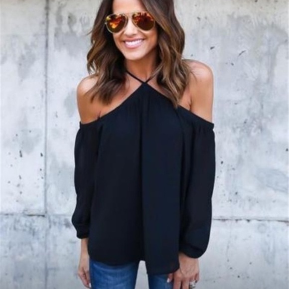 Boutique Tops - New In Boutique Off the Shoulder Chiffon Top
